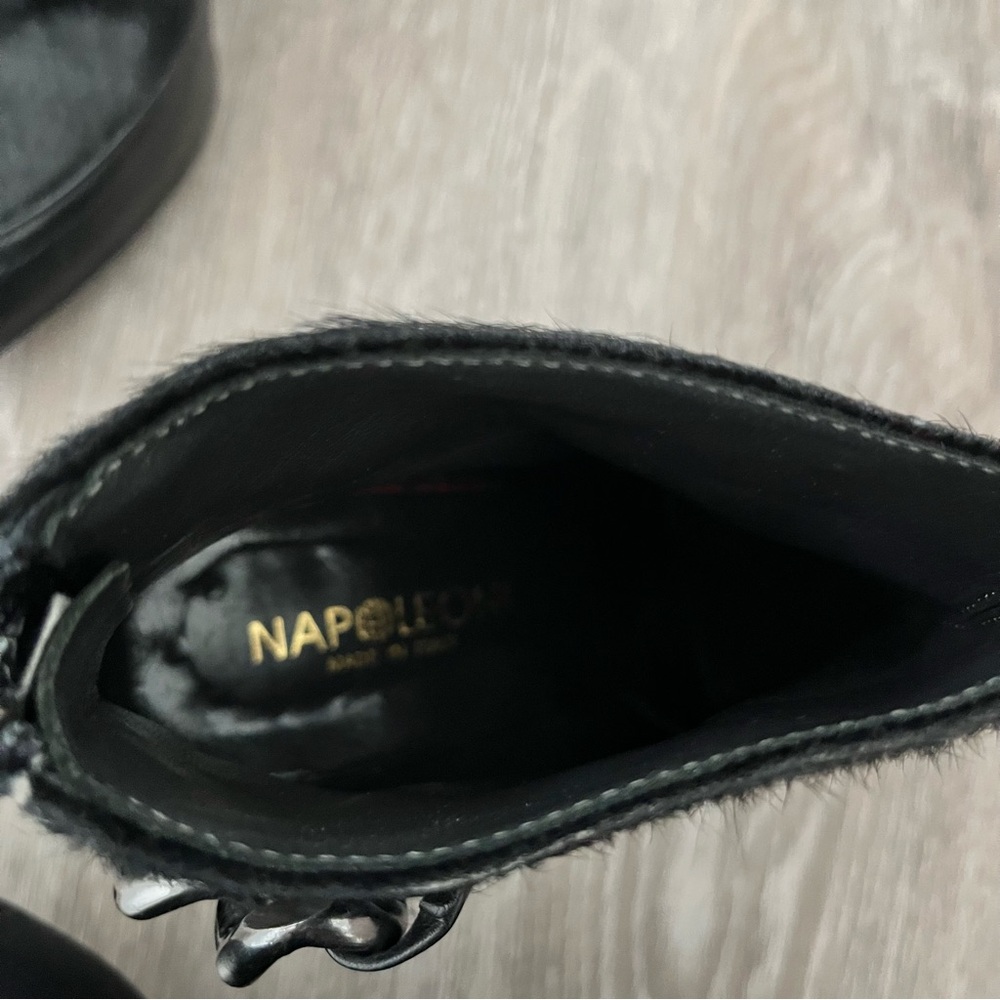 NAPOLEONI Black Leather Ankle Boots with Chain Size 36 - Picture 4 of 9